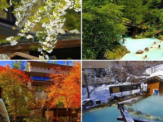 木々に囲まれ自然たっぷり★温泉から四季折々の景色が楽しめます♪