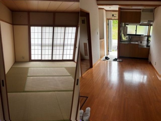 寮はとっても広いお部屋をひとりで使えます。
お風呂もトイレも洗濯機もついています。