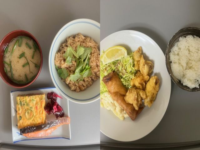 賄いのお写真です（左：朝、右：夜）