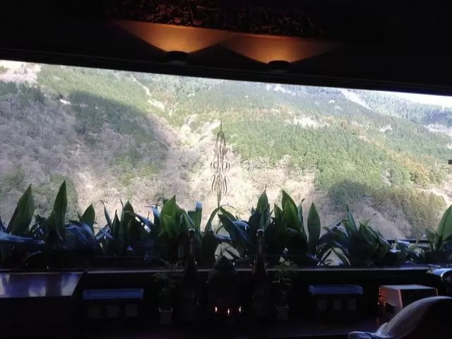 カウンターからも箱根の山々を一望できます☆