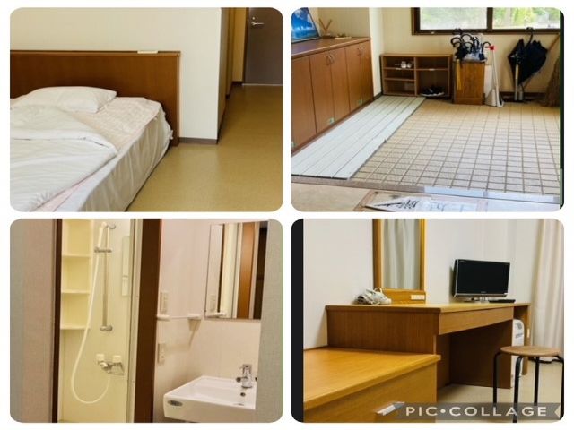 お部屋はビジネスホテルのような造りになっています。