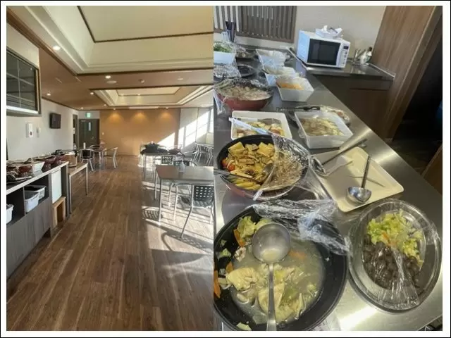 昼食はこちらの食堂で食事をいただくことができます