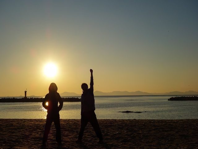 海に沈む夕日は絶景ですよ～