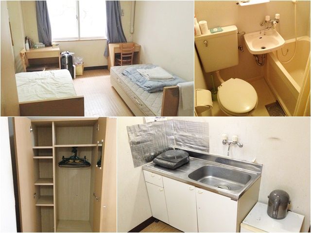 寮はこのような感じです！お部屋にキッチン/トイレ/お風呂が付いてます！