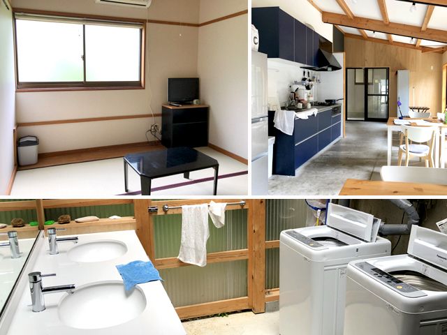 寮綺麗です！調理器具も全て備え付け！
共有部分は日当たりも良い空間♪