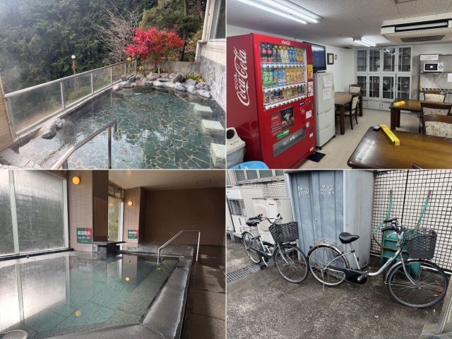 休憩室や貸自転車あります。休日の際のお出かけに自転車が便利です。