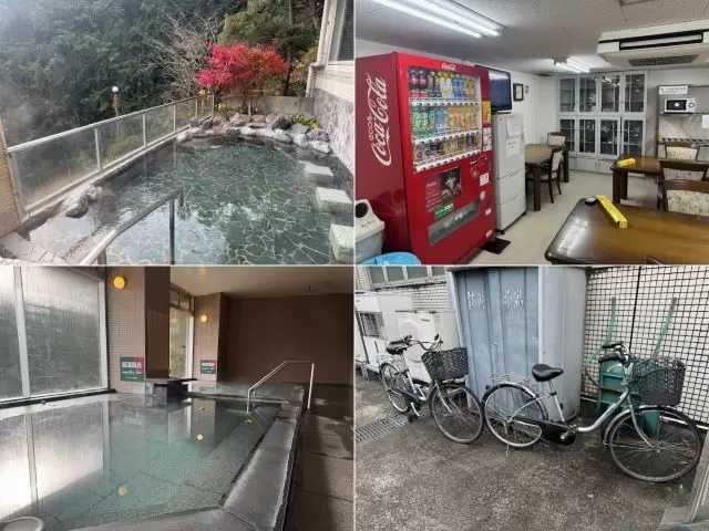 休憩室や貸自転車あります。休日の際のお出かけに自転車が便利です。
