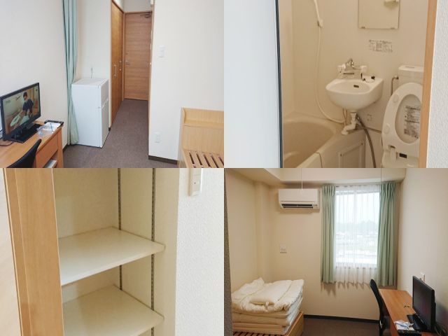 バス・トイレ付の寮です。近くにコンビニとスーパーがあります。