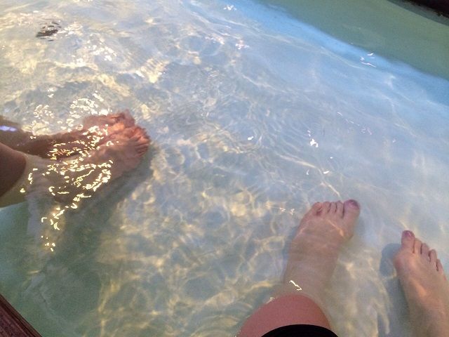 なんだこれ？…そう！足湯です。草津には日帰り温泉の他にも無料の足湯なんかもあります。