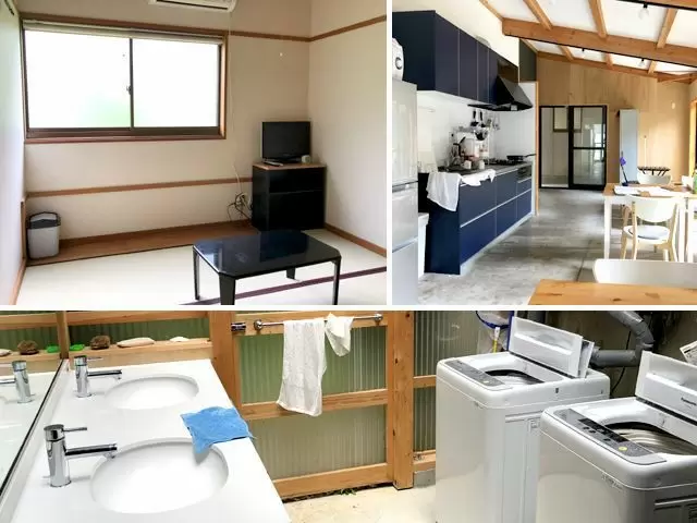 寮綺麗です！調理器具も全て備え付け！
共有部分は日当たりも良い空間♪