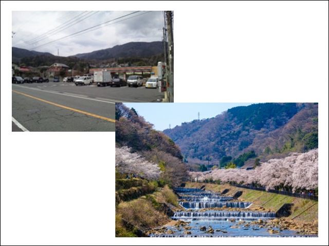 近くにあるコンビニです 春には綺麗な桜が咲くエリアです