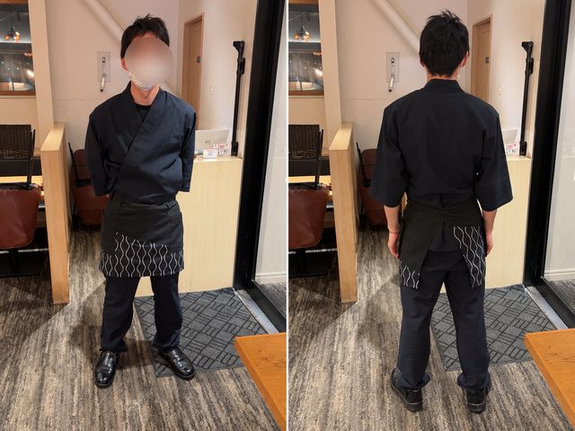制服のイメージです。支給されますのでご安心ください。靴は￥3,000で現地購入です。