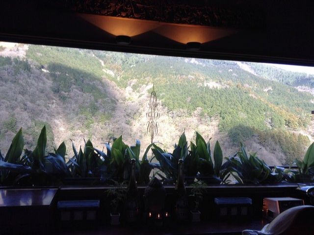 カウンターからも箱根の山々を一望できます☆