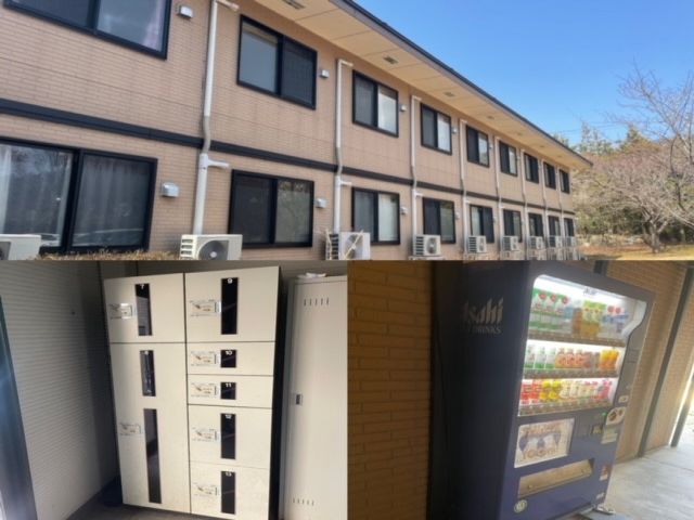寮の外観のお写真です
なんと寮内に自販機と宅配ボックスがあるんです！