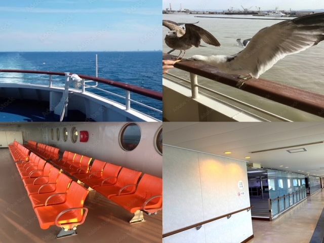 新潟港よりフェリーで向かいます
広いフェリーに乗船するので快適に過ごせます