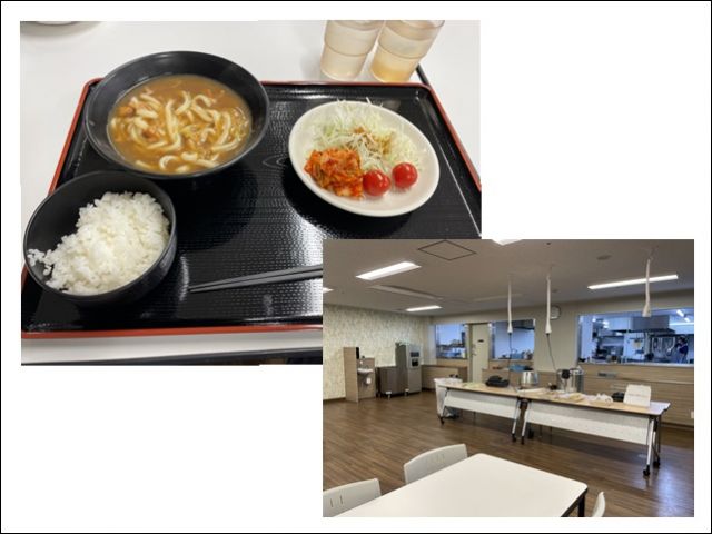 この日のメニューはカレーうどんでした！ご飯やおかずも食べ放題です！！