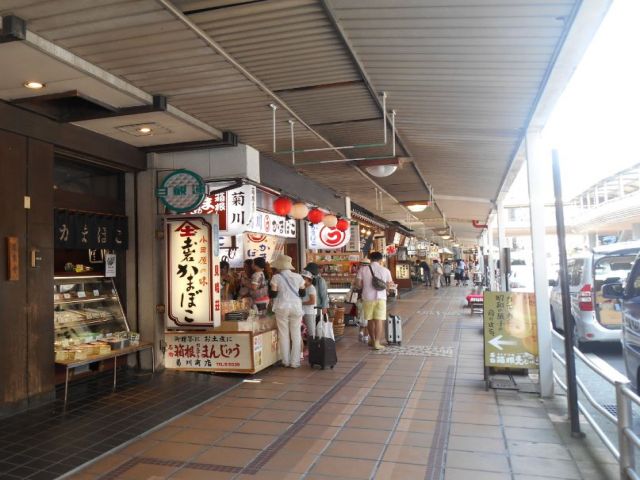 箱根湯本はお土産屋さんが並ぶ賑やかな場所です^^駅まえから施設までの無料バスも有！