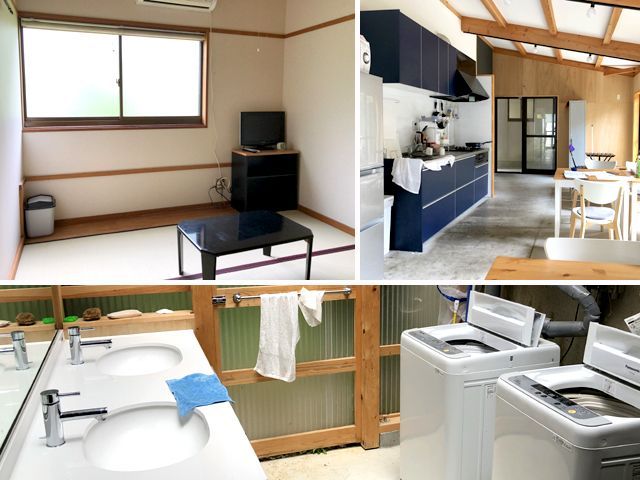 寮綺麗です！調理器具も全て備え付け！
共有部分は日当たりも良い空間♪