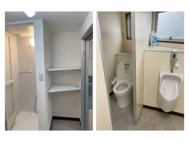 お手洗い、シャワーブースは共同ですが、しっかり綺麗！