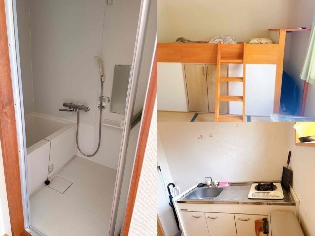寮のお写真♪部屋の中にお風呂もお手洗いもついております。綺麗なお部屋で快適に過ごせます！