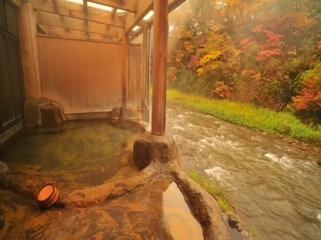 露店風呂の近くには小川が流れており風景は絶景です☆