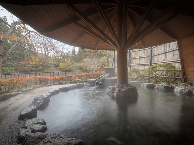 大きな渓流露天風呂、屋上展望露天風呂など複数の露天風呂があります。すべて源泉かけ流しです♪