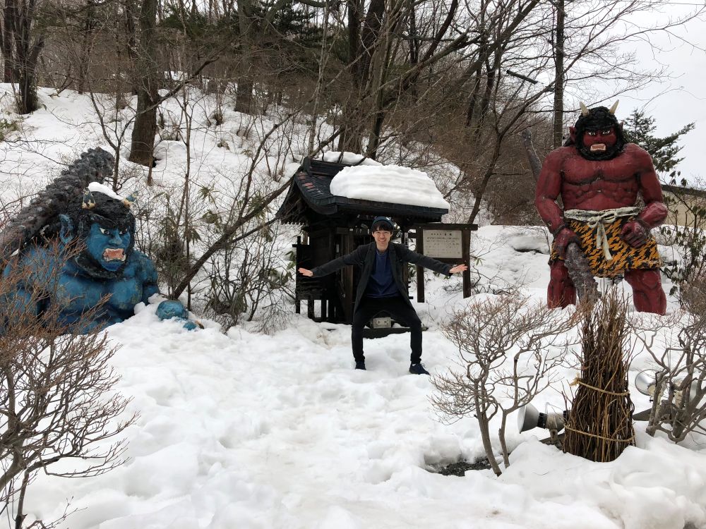 登別温泉　冬　雪